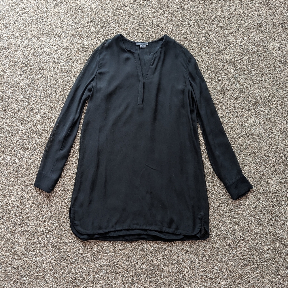 Vince Black Long-Sleeve Tunic Dress